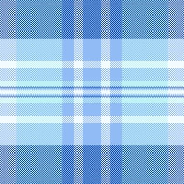 Çevrimiçi vektör tartan kontrolü, yorgan desenli tekstil. Bayram ekose arka plan kumaşı mavi ve açık renklerde pürüzsüz.