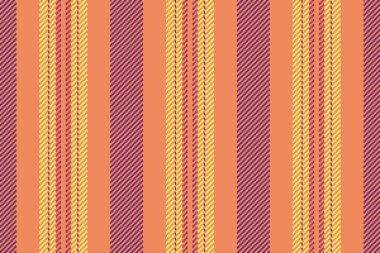 Kusursuz desenli üretim, popüler çizgili tekstil arka planı. Kabile çizgileri dikey olarak turuncu ve gurur renginde kumaş vektörü.