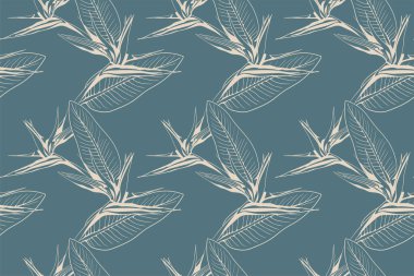 Floral pattern seamless background. Foliage and flower wallpaper design of nature. Vector illustration.
