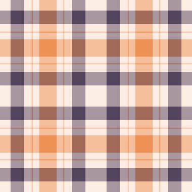 Yaratıcılık tartan vektör dokusu, kaliteli ekoseli ekoseli onay. Düzen arkaplan deseni turuncu ve pastel renkli kumaş.