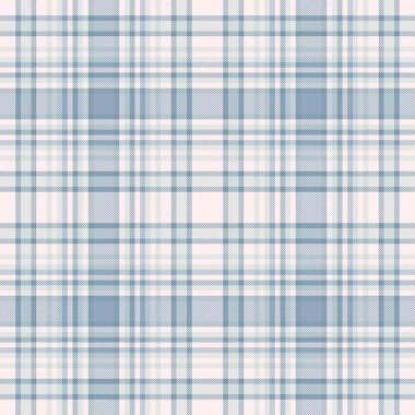 Pastel ve beyaz renklerde ekose dikişsiz arka plan vektörüyle kumaş kumaş tartan denetimi.