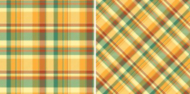 Ekose kumaş dokusu olan kusursuz bir tartanın vektör arkaplan deseni. Grafik tasarımı için altın rengi ayarlayın Ayrıntılı düzenlenebilir kumaş parçası.