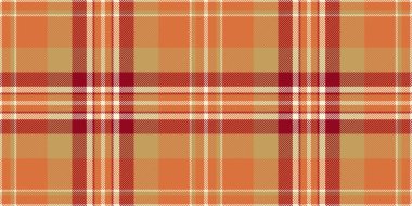 Rastgele arkaplan tartan dokusu, geometrik kumaş vektör kontrolü. Turuncu ve kehribar renkli boş, dikişsiz ekose kumaş..