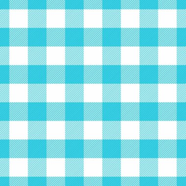 Grup desenli arka plan ekoseli, pürüzsüz doku kumaşı yükleniyor. Cyan ve beyaz renkli el yapımı tartan tekstil vektörü.