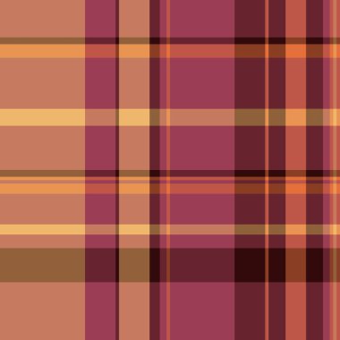 Kırmızı ve turuncu renklerde ekose arkaplan dokusuna sahip vektörsüz tartanın kumaş denetim deseni.