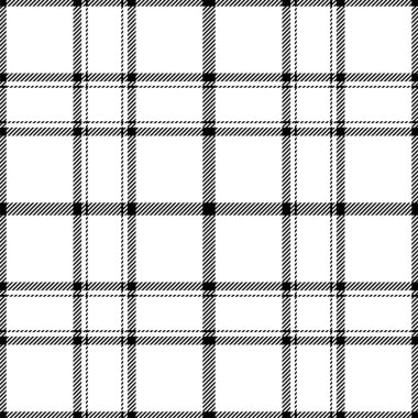Ekose desenli siyah beyaz desenli. Kumaş dokusunu kontrol et. Vektör tekstil baskı tasarımı.