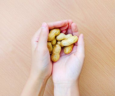 El ele tutuşup kabukta çiğ fıstık grubu oluşturun.