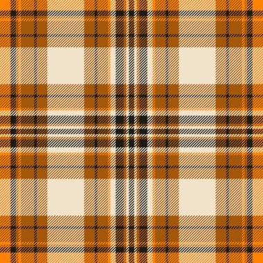 Günlük şablon, kusursuz arka plan, çeşitli doku tartan kontrolü. Turuncu ve açık renkli makine kumaşı ekose tekstil vektörü.
