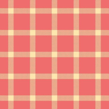Zarif desen ekose desen, el işi kumaş kontrol vektörü. Birincil arkaplan tekstil tartan kırmızı ve kehribar rengi.