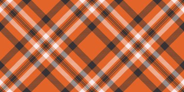 Dikdörtgen kumaş dokusu, düzgün tekstil kontrolü. Kırsal desen arkaplan tartan vektörü turuncu ve gri renkte.