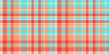 Yakın plan dikişsiz tekstil vektörü, özgeçmiş kontrolü tartan. Geometri kumaşı desenli ekose desenli deniz mavisi ve açık somon rengi..