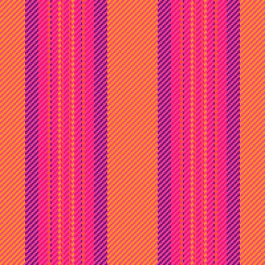 Pembe ve parlak renklerde dikey vektör kumaş çizgileri olan tekstil deseninin çizgili arka plan dokusu.