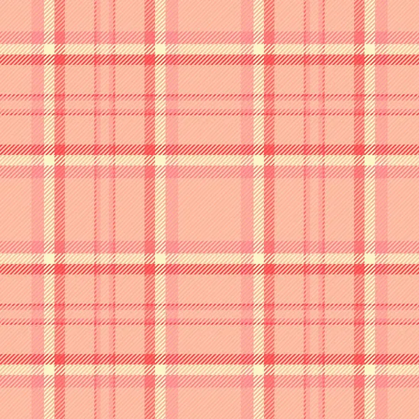 Tartan tartını kusursuz, pastel dokuma vektörü. Ekose kumaş desenini turuncu ve kırmızı renkte soldur.