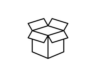 Teslimat vektör simgesi. Kargo karton kutu simgeleri. Karton paket imzalama çizgisi geometrik şekilleri.
