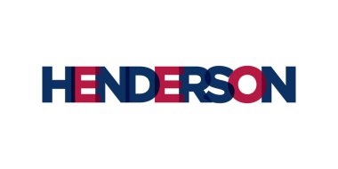 Henderson, Nevada, ABD tipografi sloganı. Baskı ve web ürünleri için grafik şehir harfleriyle Amerika logosu.
