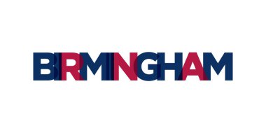 Birmingham, Alabama, ABD tipografi sloganı. Baskı ve web ürünleri için grafik şehir harfleriyle Amerika logosu.