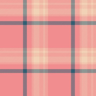 Eğri kumaşlı ekose kumaş, yumuşaklık desenli dikişsiz doku. Hipster tekstil arkaplan kontrol vektörü kırmızı ve açık renkli.