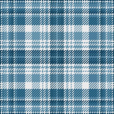 Arkaplan desenli vektörün kumaş tartanını siyanür ve beyaz renklerde dikişsiz ekoseli kumaş ile kontrol et.
