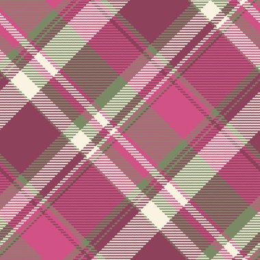 Tartan ekosesinin pürüzsüz doku arka planında pembe ve pastel renklerde desen vektör kumaşı var..