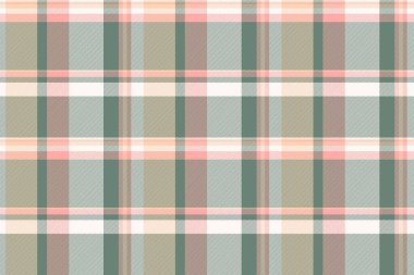 Tüvit kumaş ekose kumaş, panço dikişsiz tartan vektör. Pastel ve deniz kabuğu renklerindeki desen kontrol arkaplanı.