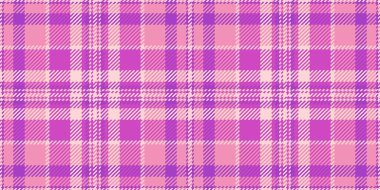 Çıplak kumaş dokusu, ekose vektör arkaplanı koleksiyon defteri. Çerçeve desenli tartan pürüzsüz kontrol pembe ve morumsu.