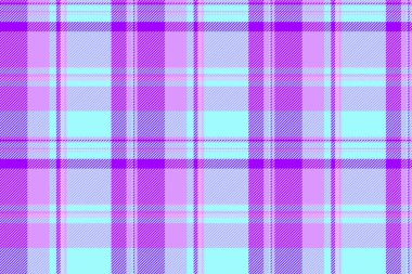 Saf tartan desenli ekose, vektör arkaplan tekstili. Warp deseni menekşe ve deniz mavisi renginde pürüzsüz kumaşı kontrol et.