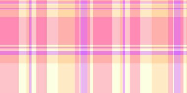 İş tekstil kontrol dokusu, modaya uygun ekose vektör. Grunge arkaplan desenli pembe ve açık renkli kumaş.
