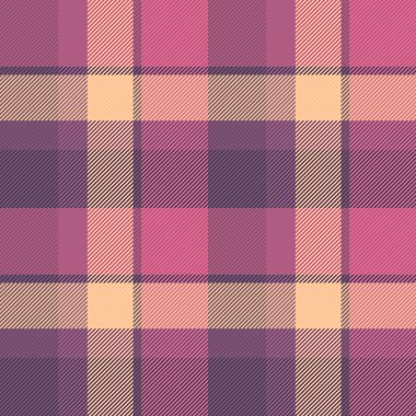 Yemek dokusu, kumaş arka plan, ekoseli kumaşı davet et. İrlanda tartan desenli pembe ve turuncu renk vektör kontrolü.