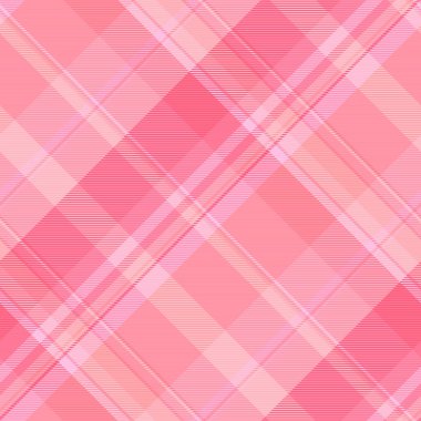 Tekrarlanan vektör arka plan tekstili, popüler tartan ekose desenli. Ağ dokusu kırmızı ve açık pembe renklerde kusursuz kontrol.