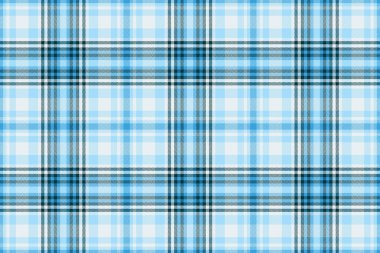 Arkaplan desenli tartanın ekose desenli vektör dokusu. Cyan ve beyaz renkli kumaşı kontrol et..