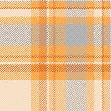 Renk desenli ekoseli tarama, açık renk arka plan tekstili. Turuncu ve açık renkli armonisiz tartan kumaş vektörü.