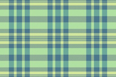 Erkek giyim vektör dokusu kumaşı, boya kontrolü kumaşı. Kenar arkaplan kireç ve cyan renklerinde ekoseli desen.