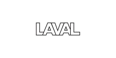 Laval in the Canada emblem for print and web. Design features geometric style, vector illustration with bold typography in modern font. Graphic slogan lettering isolated on white background. clipart