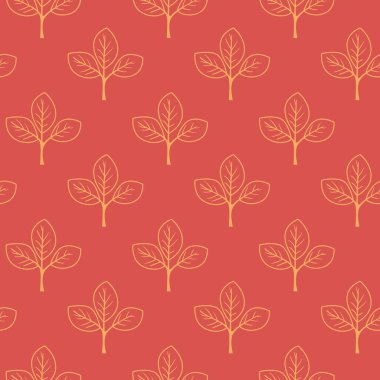 El çizimi çiçek desenli vektör tasarımı. Bitki ve yaprak ile basit bir süs. Kumaş baskı kumaşı.