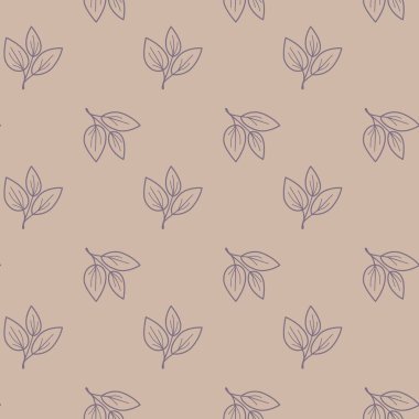 El çizimi çiçek desenli vektör tasarımı. Bitki ve yaprak ile basit bir süs. Kumaş baskı kumaşı.