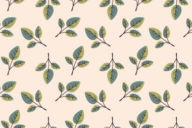 El çizimi çiçek desenli vektör tasarımı. Bitki ve yaprak ile basit bir süs. Kumaş baskı kumaşı.