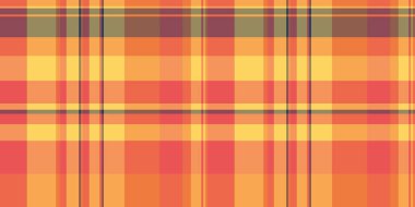 Düzenli doku kontrolü kusursuz, kısmen vektör desenli tartan. Ekose renkli, turuncu ve kırmızı renkli kumaş..