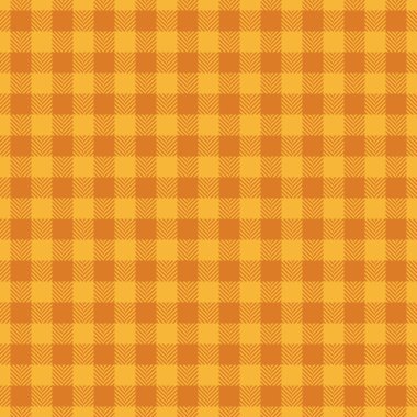 Karmaşık arka plan vektör dokusu, tartan kumaş kontrolü. Kehribar ve turuncu renklerde desensiz tekstil ekose..