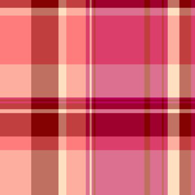 Arka plan tartan kontrolünün kumaş tekstili. Kırmızı ve kestane rengi desenli desensiz doku vektörü..