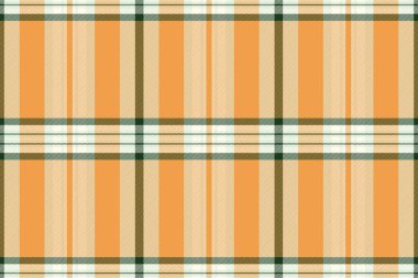Ekose desenli tartan kumaş arka planda turuncu ve beyaz renklerde pürüzsüz bir şablon vektör kontrolü.