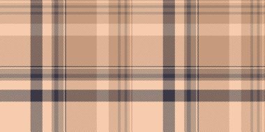 Bant vektör tekstil kontrolü, geniş ekose kumaş arka plan. Dekoratif tartan desen turuncu ve koyu renkli..