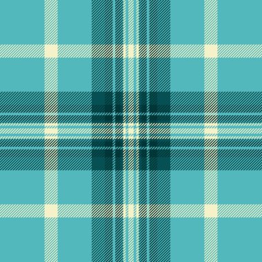 Drapery tekstil desenli vektör, karmaşık kumaş desenli ekose. Cyan ve açık renk arkaplansız tartan denetimi.