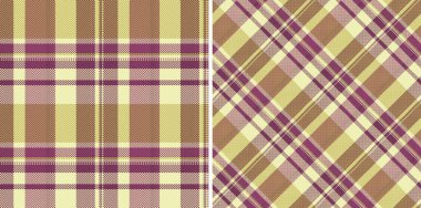 Ekose tartan kumaşın vektör tekstilini, kusursuz doku arka plan deseniyle kontrol et. Geçmişe dönük renkler kullan. Kadınlar için tarz ilhamı.