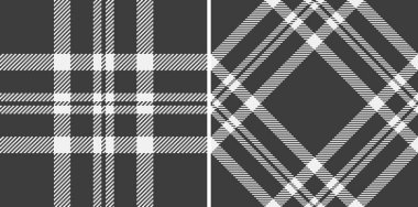 Kumaş vektör dokusunun tartan tekstil deseni. Arka planda ekoseli kumaş yok. Ekim ayındaki moda eğilimleri için monokrom renklerini ayarla.