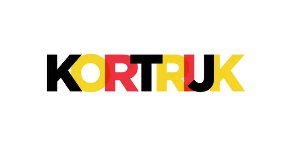 Kortrijk Emblema Bélgica Para Impresión Web Diseño Presenta Estilo Geométrico — Vector de stock