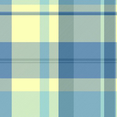 Yarı kumaş kontrol vektörü, kabarık ekose desenli doku. Dekorasyon arkaplan dikişsiz tekstil tartanı cyan ve açık renkli.