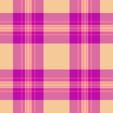 Ekosesiz deseni tartan kumaş kontrolü. Pembe ve turuncu renkli arka plan vektör tekstil dokusu..