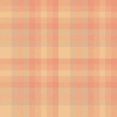 Kumaş desenli tekstil, ticari vektör pürüzsüz arka plan. Ekose kumaş dokusunu turuncu ve koyu somon renkleriyle kapla.