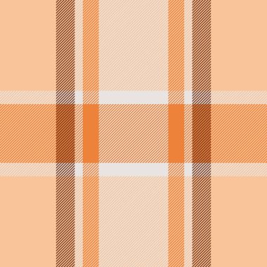 Ekose tekstil dikişsiz tartan arka plan deseni. Doku kontrolü kumaş vektörü turuncu ve beyaz renklerde..
