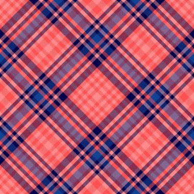 Ekose arka plan vektörünün tekstil kumaş ekseni lale ve kırmızı renklerde desensiz denetim.